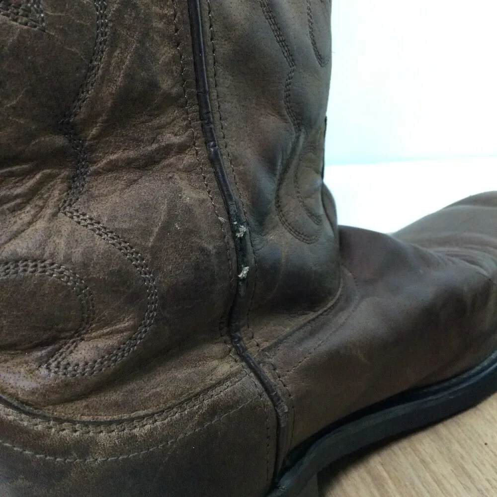 Old West Mens Leather Mid-Calf Western Boots Brown TBM3051 Size 8 D